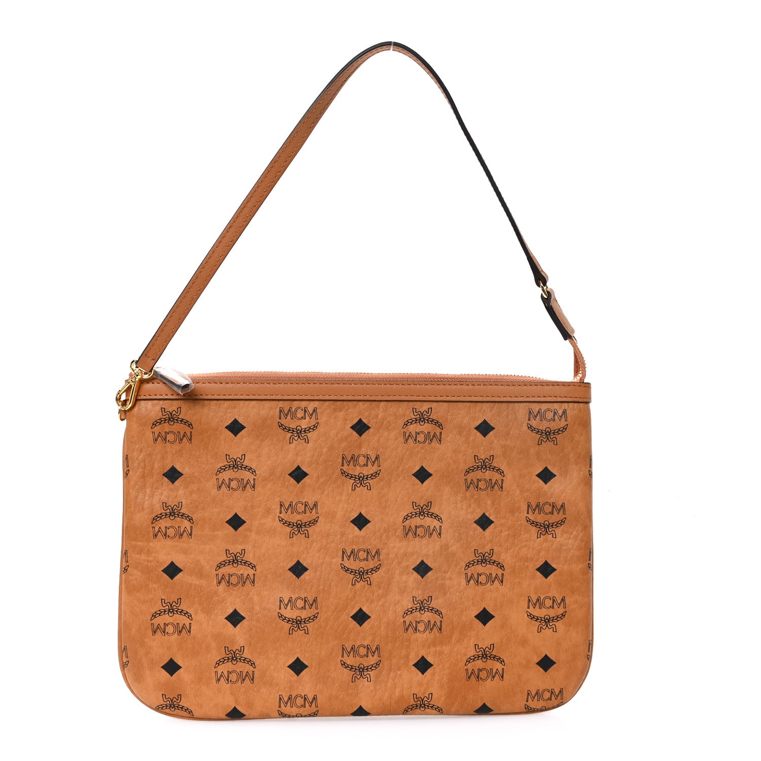 MCM Visetos Liz Shopper Tote Pouch Cognac 1 of 10