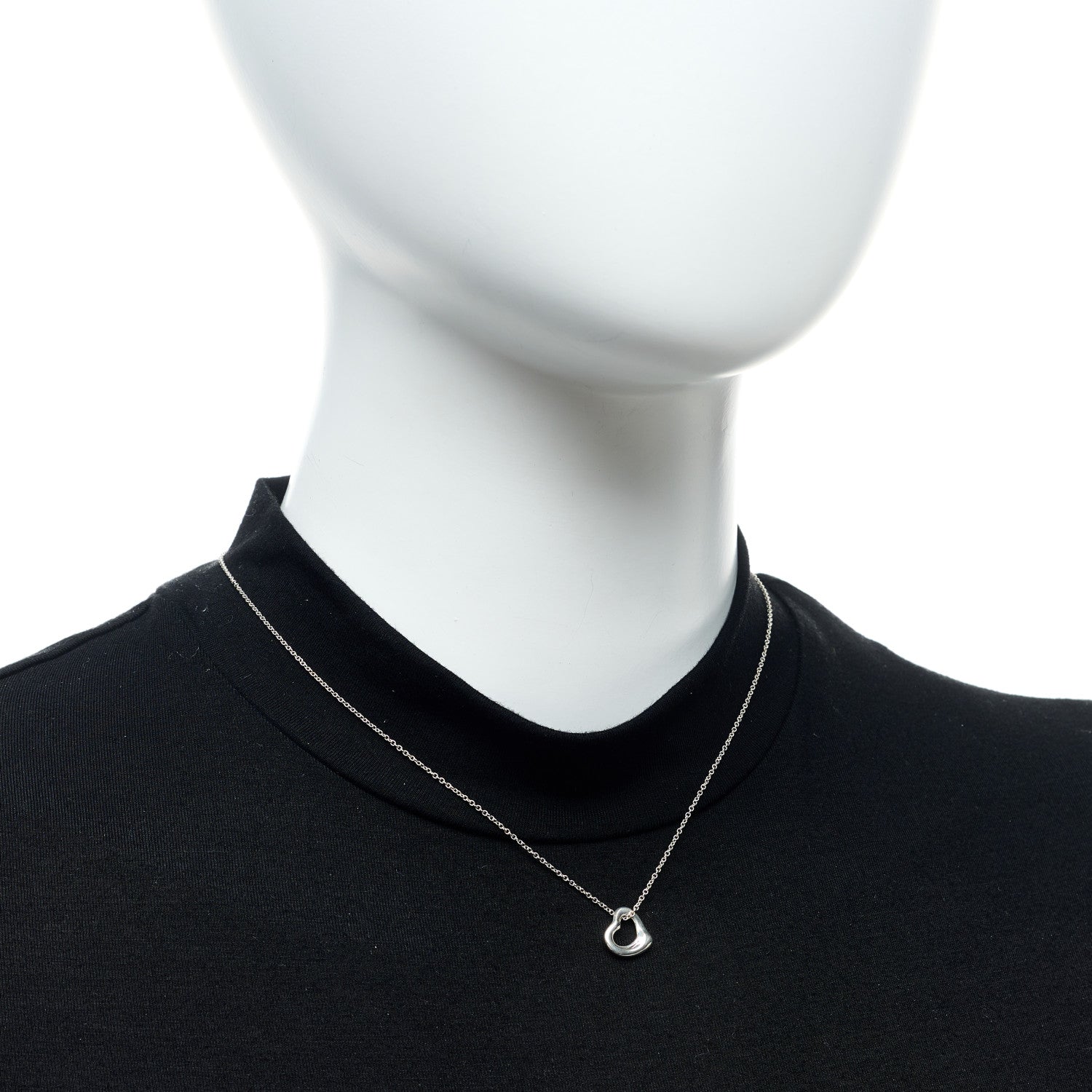Tiffany Sterling Silver Elsa Peretti 11mm Open Heart Pendant Necklace 3 of 6