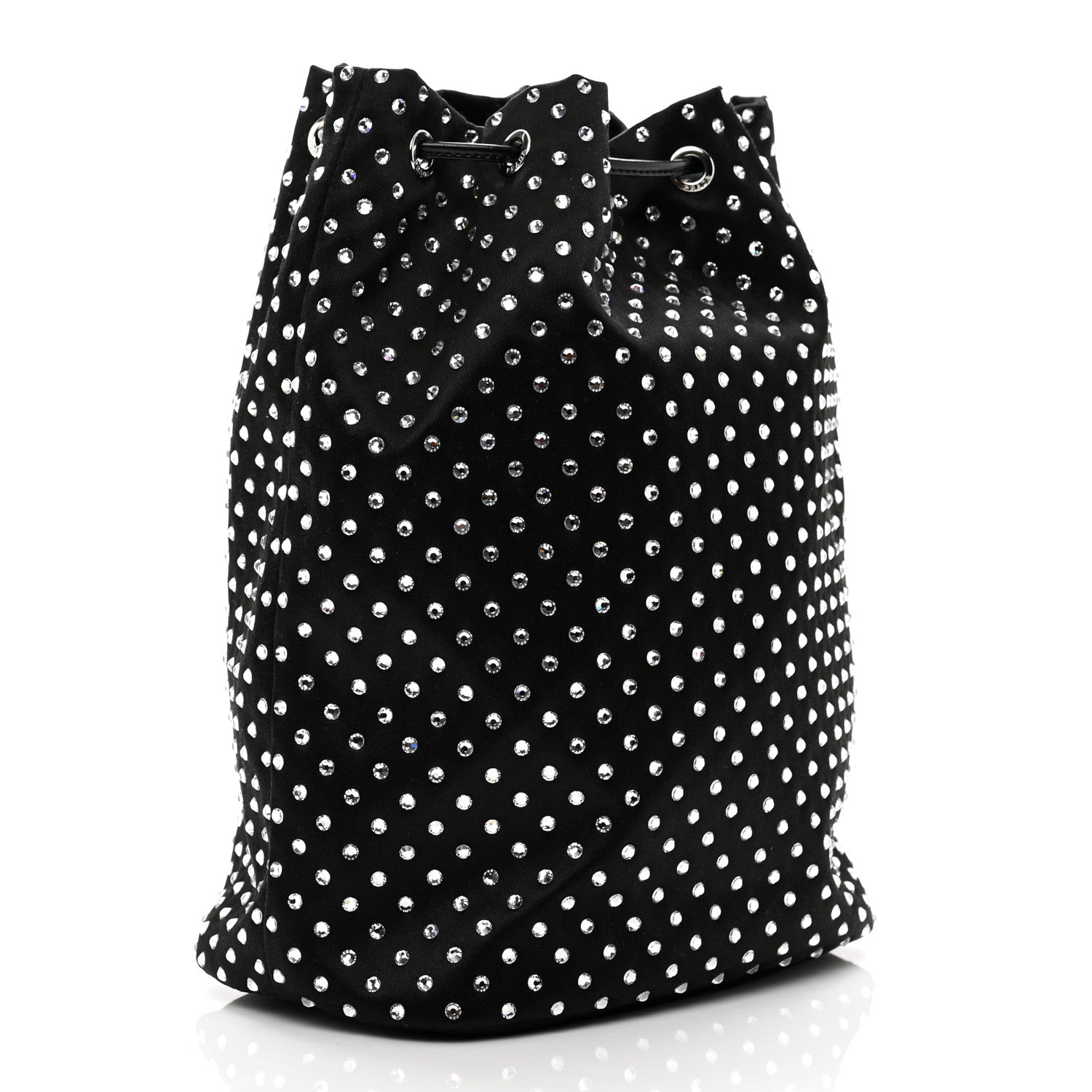 Prada Satin Crystal Metal Triangle Logo Drawstring Pouch Cristal 3 of 7