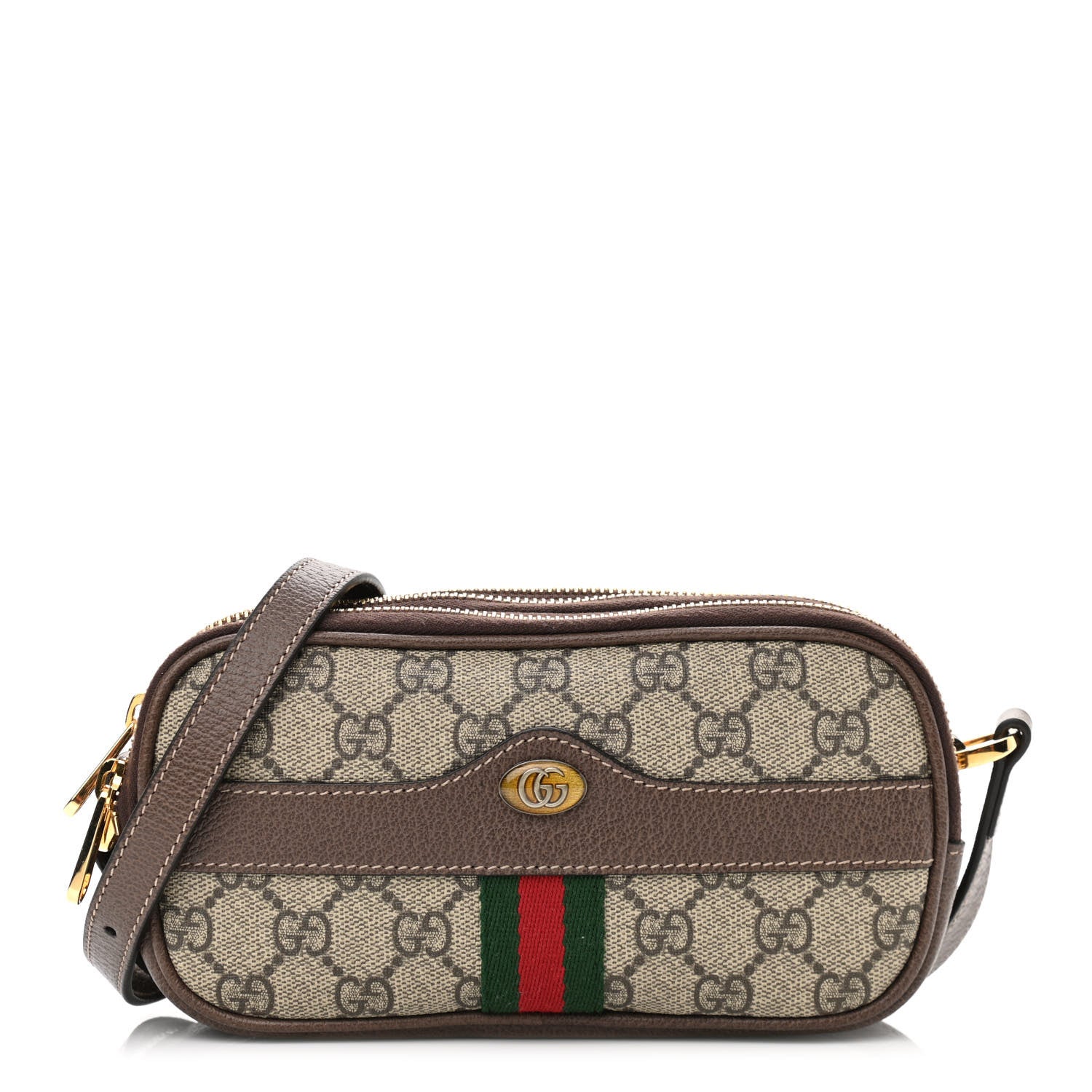 Gucci GG Supreme Monogram Web Mini Ophidia GG Bag Brown 1 of 14