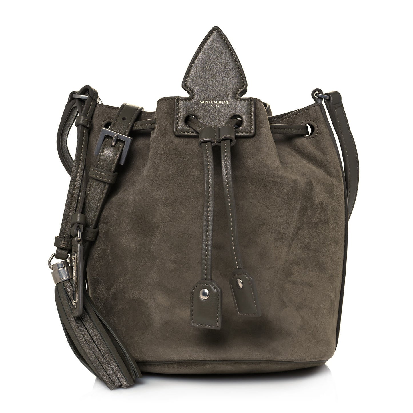 Suede Calfskin Small Anja Bucket Grey