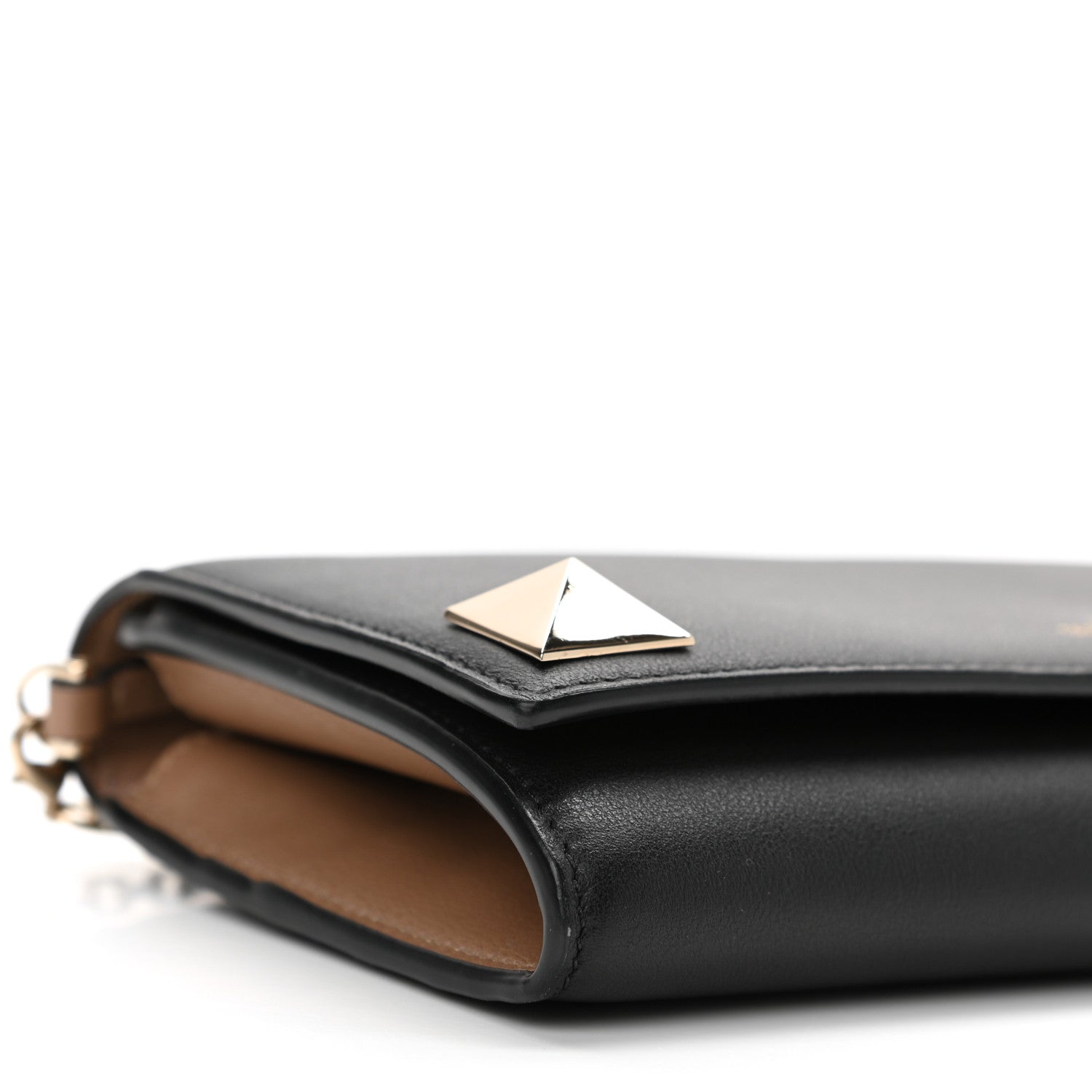 Valentino Garavani Calfskin Stud Flap Wallet On Chain Black 7 of 8