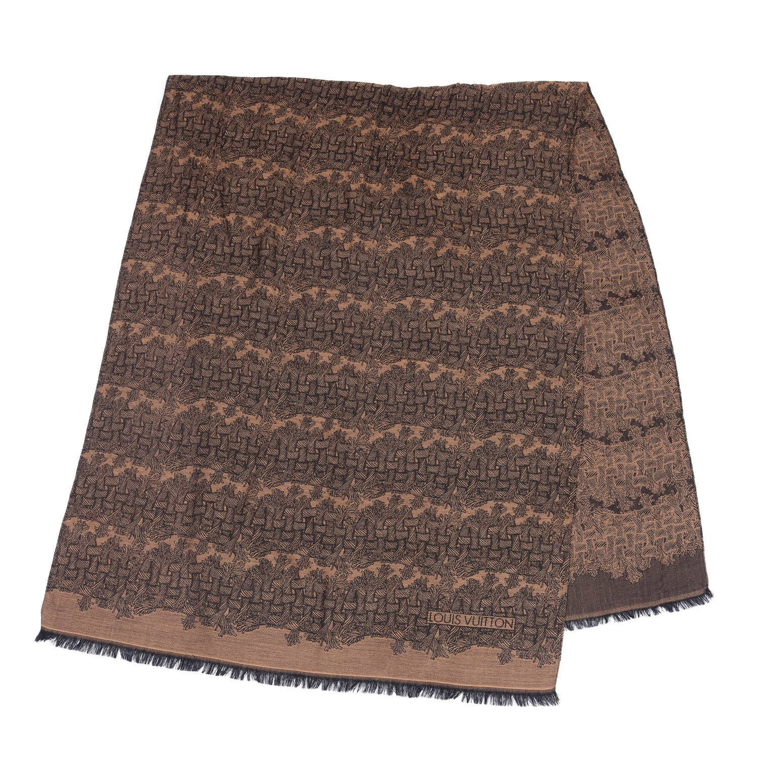 Louis Vuitton Wool Rope Scarf Black Brown 2 of 4