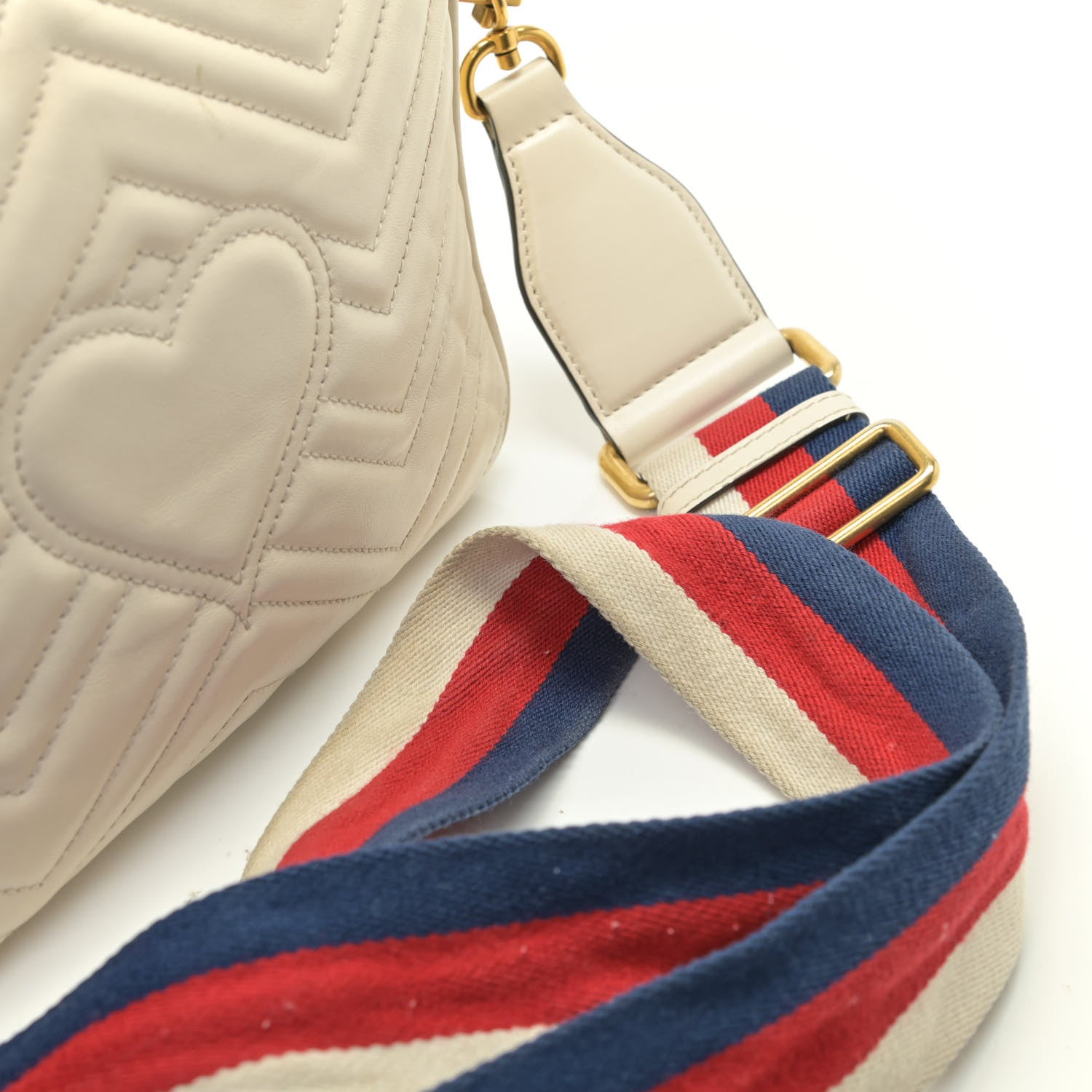 Gucci Calfskin Matelasse Sylvie Web Small GG Marmont Top Handle Shoulder Bag White 14 of 18