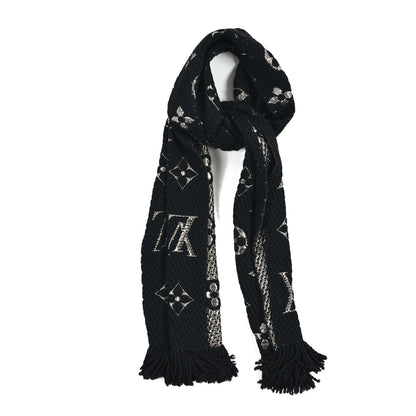 Louis Vuitton Wool Silk Logomania Shine Scarf Black 1 of 3