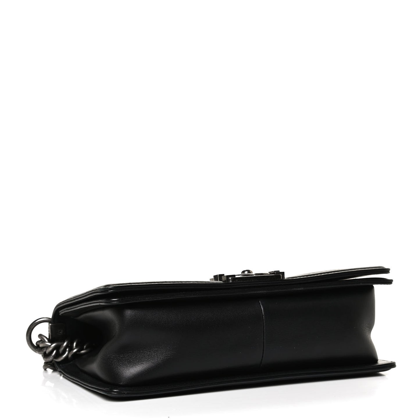 Calfskin Woven Medium Boy Flap Black White