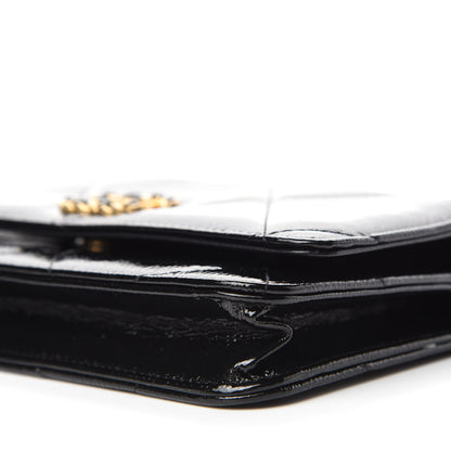Chanel Shiny Crumpled Calfskin Quilted Chanel 19 Wallet On Chain WOC Black 7 of 12