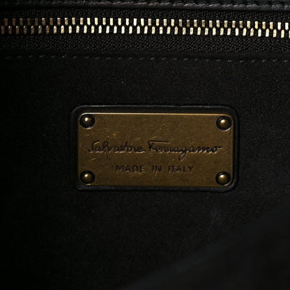 Salvatore Ferragamo Calfskin Whipstitch Kamelia Shoulder Bag Black 6 of 14