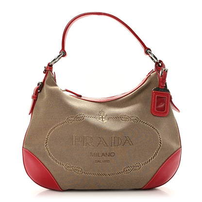 Prada Jacquard Logo Hobo Corda Rosso 1 of 7