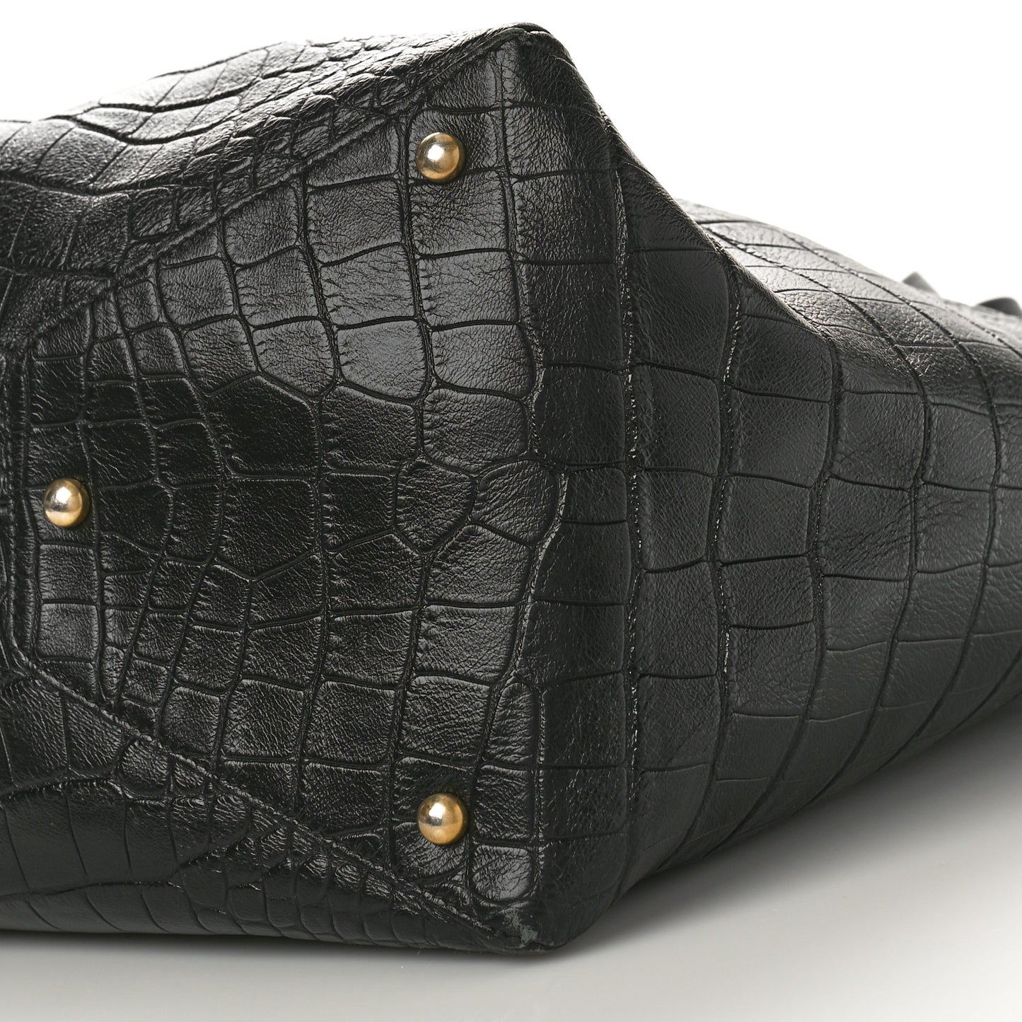 Calfskin Crocodile Embossed Large Cocodile Shopping Tote Black