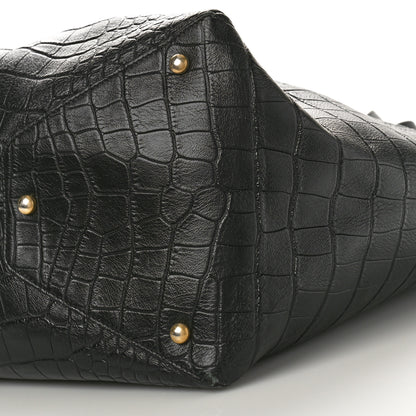 Chanel Calfskin Crocodile Embossed Large Cocodile Shopping Tote Black 8 of 8