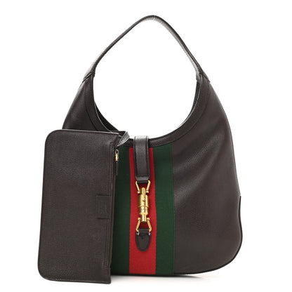 Gucci Soft Grained Calfskin Web Medium Jackie Hobo Dark Brown 1 of 11