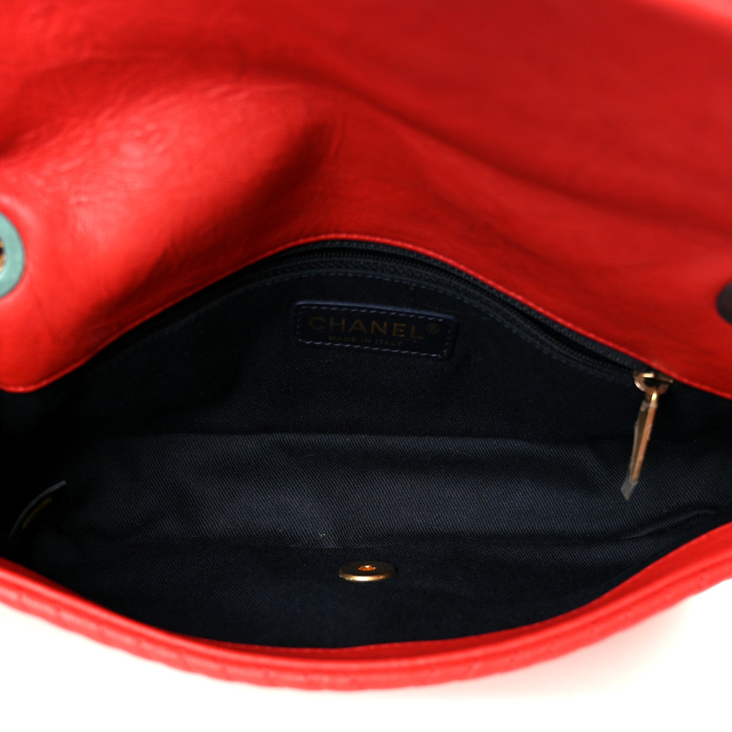 Chanel Wrinkled Lambskin Chevron Quilted Medium Flap Red 5 of 12