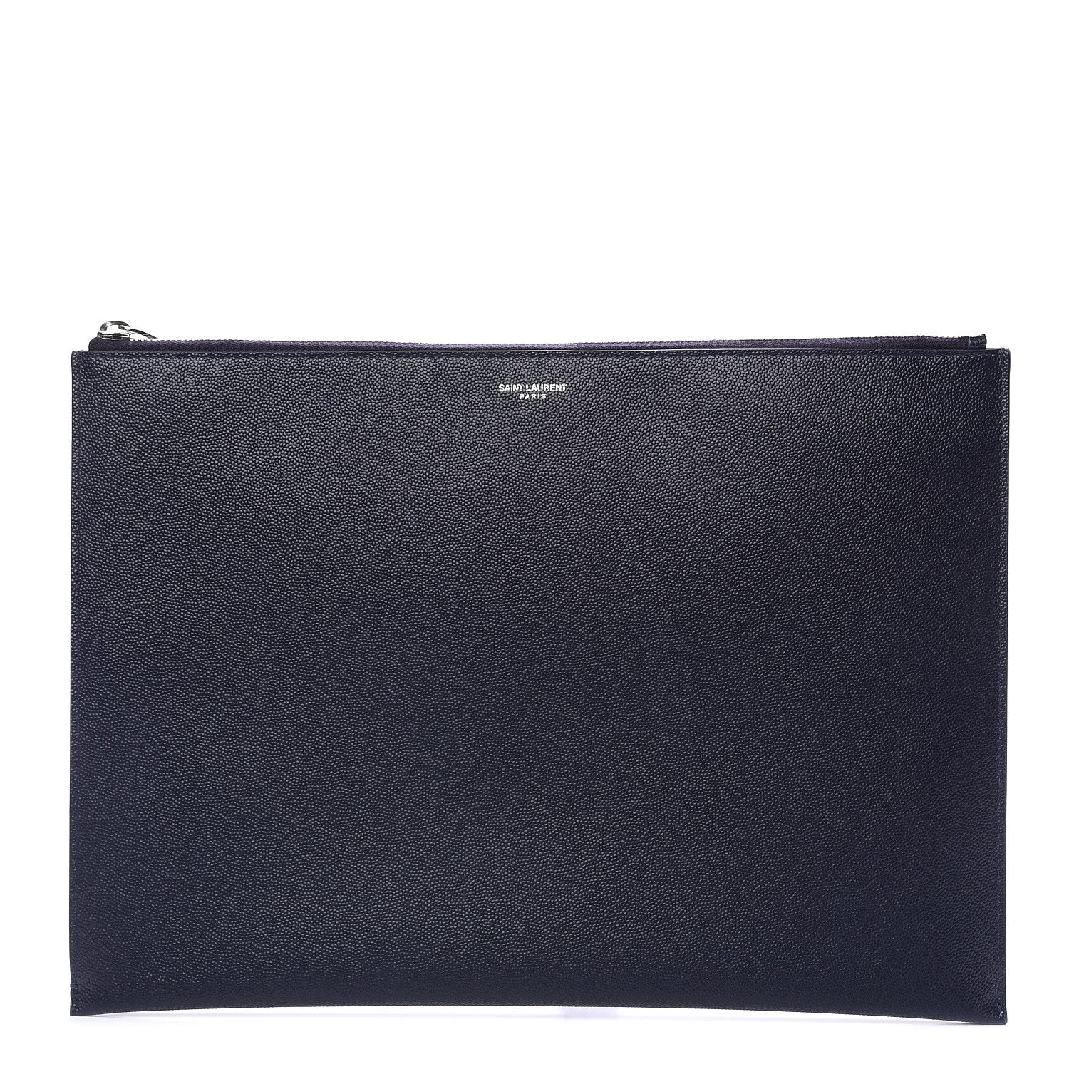 Saint Laurent Matte Grain De Poudre Zipped Document Holder Deep Marine 1 of 9