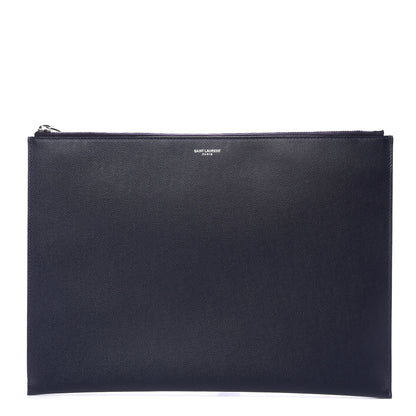 Saint Laurent Matte Grain De Poudre Zipped Document Holder Deep Marine 1 of 9