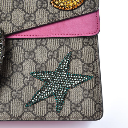 Gucci GG Supreme Monogram Suede Pierced Heart Embroidered Medium Dionysus Shoulder Bag Beige Ebony Pink Tropical Flower 13 of 18