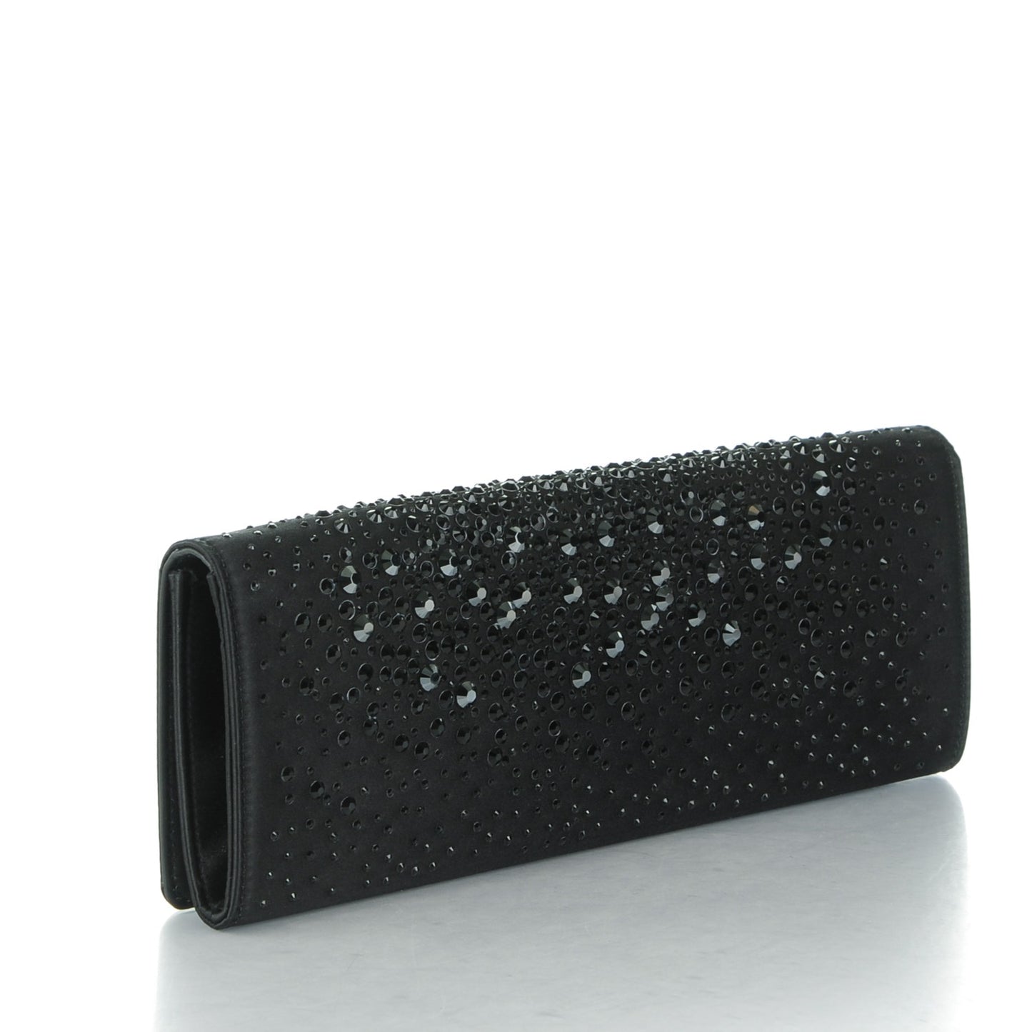 Satin Crystal Clutch Black