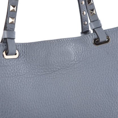 Valentino Garavani Grained Calfskin Small Rockstud Tote Grey 8 of 10