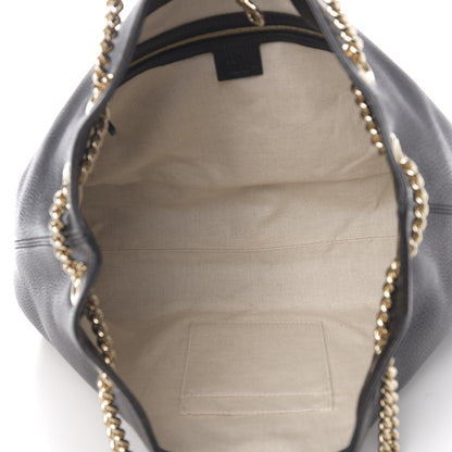 Gucci Pebbled Calfskin Medium Soho Chain Shoulder Bag Black 4 of 9