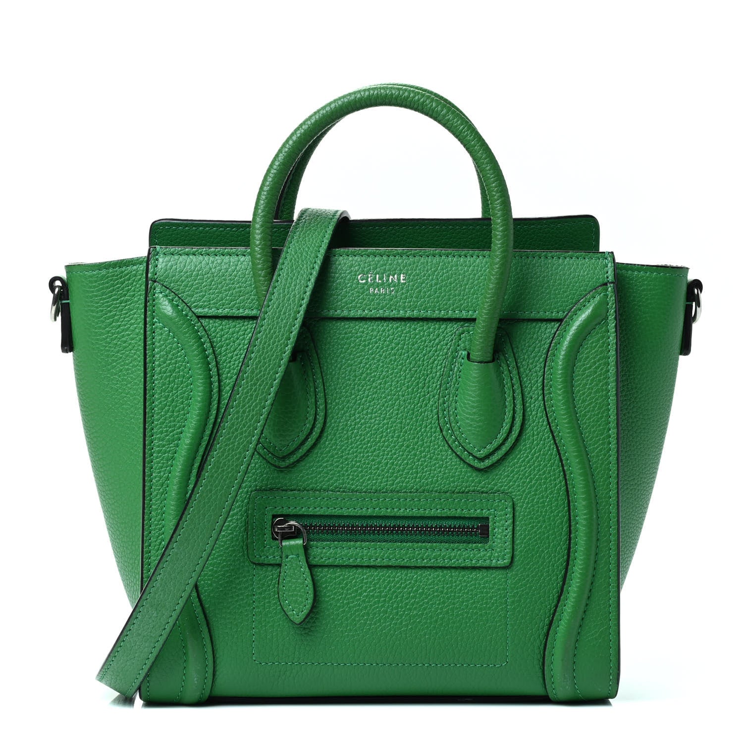 Celine Drummed Calfskin Nano Luggage Mint 1 of 4
