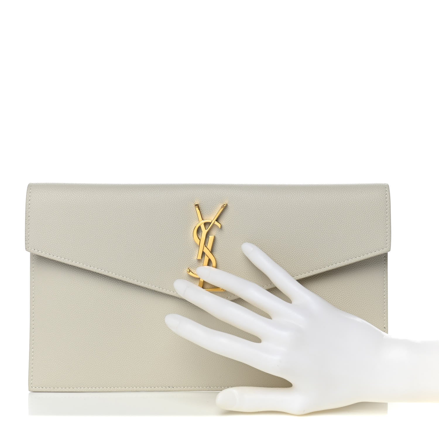 Saint Laurent Grain De Poudre Uptown Pouch Granite 2 of 9