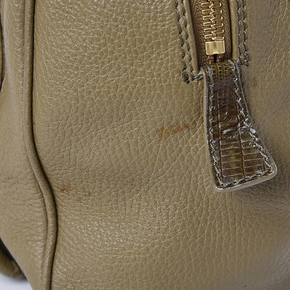 MCM Pebbled Calfskin Lizard Boston Bag Brown 9 of 9