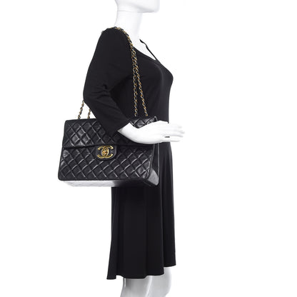 Chanel Lambskin Quilted XL Jumbo Single Flap Black 2 of 18