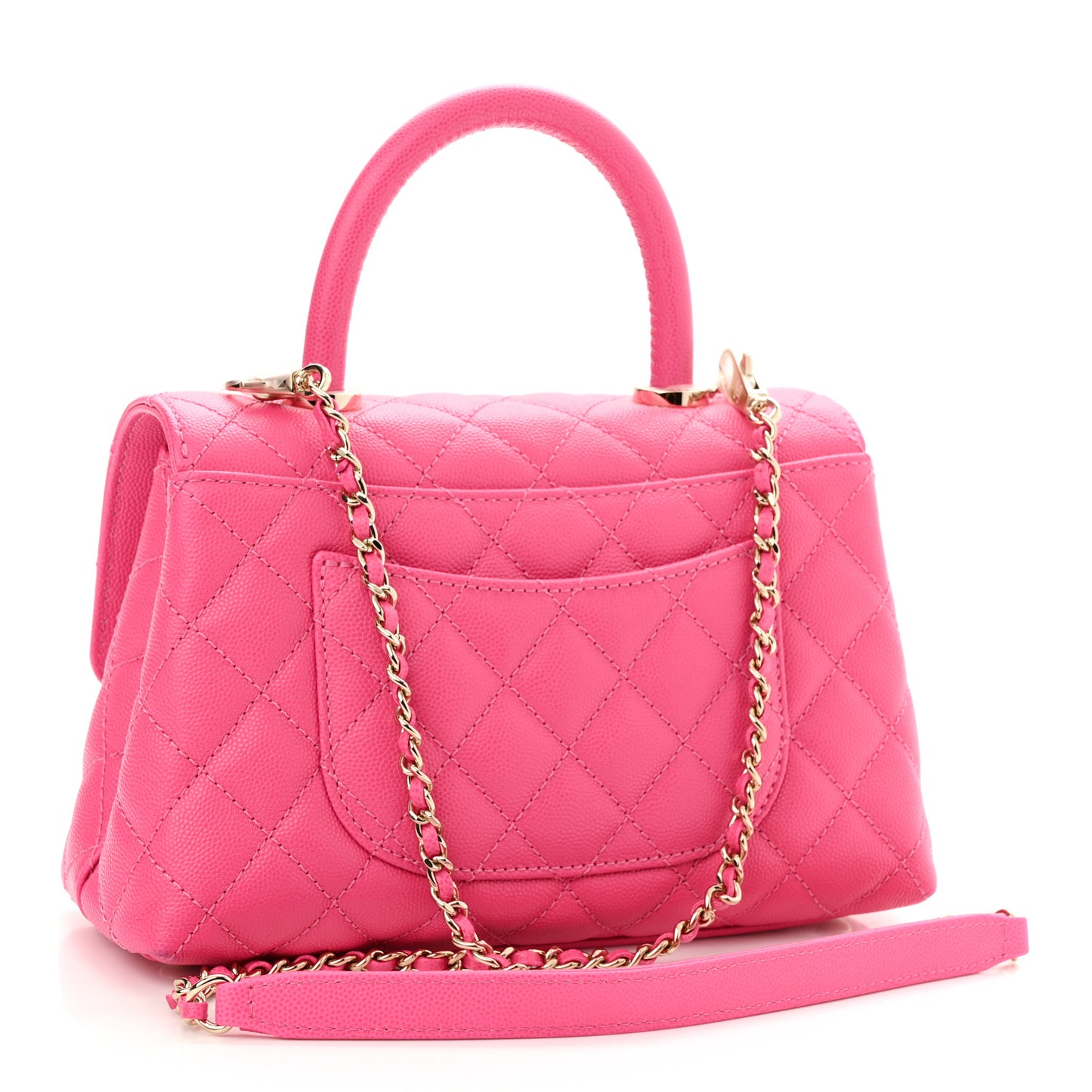 Caviar Quilted Mini Coco Handle Flap Rose