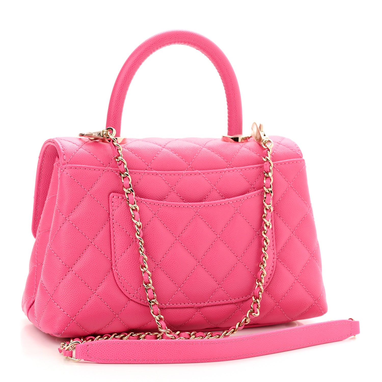 Chanel Caviar Quilted Mini Coco Handle Flap Rose 3 of 10