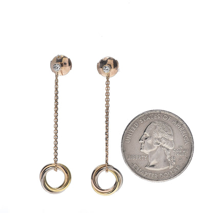 Cartier 18K Pink Yellow White Gold Diamond Small Trinity Drop Earrings 2 of 4