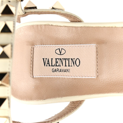 Valentino Garavani Pebbled Calfskin Rockstud Ankle Strap 5/105mm Sandals 35 Light Ivory 7 of 8