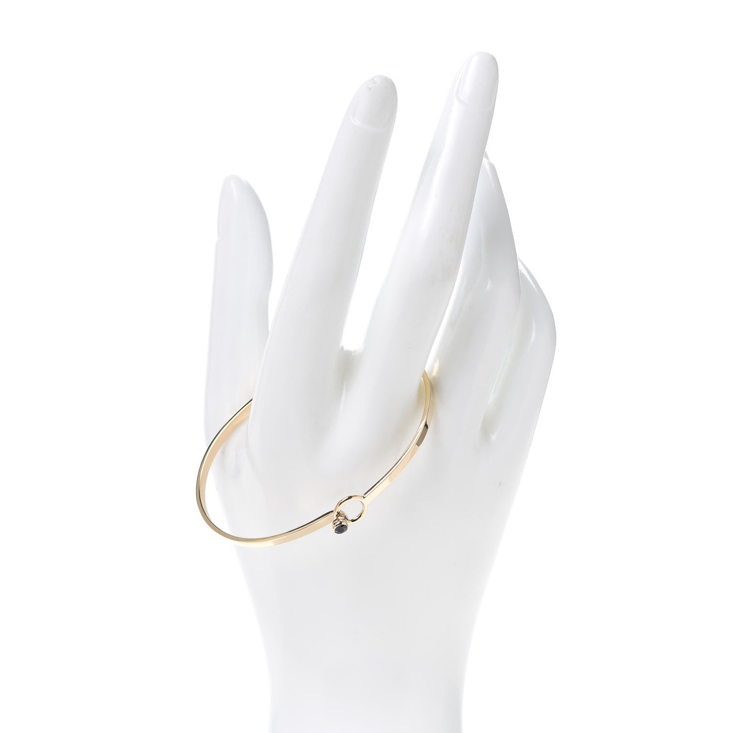 Tiffany 14K Yellow Gold Blue Sapphire Hook Eye Bangle Bracelet 2 of 5