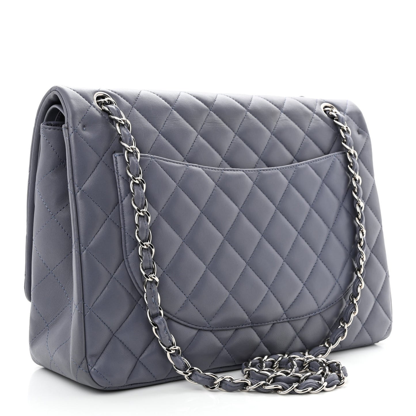 Lambskin Quilted Maxi Double Flap Light Purple