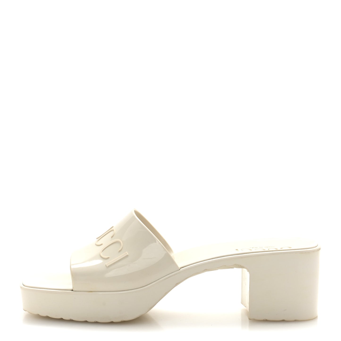 Rubber Gucci Logo Womens Platform 20/60mm Slide Sandals Mystic White