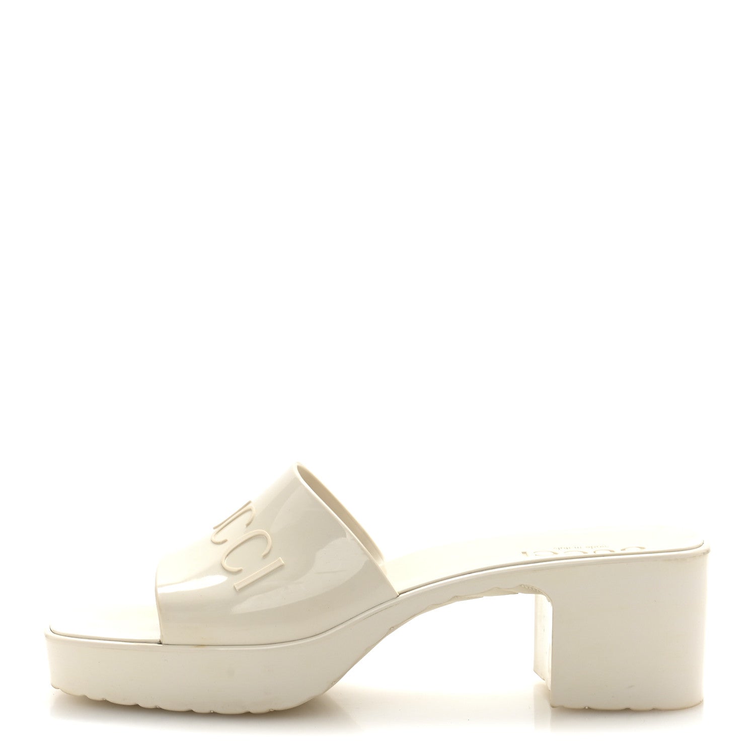 Gucci Rubber Gucci Logo Womens Platform 20/60mm Slide Sandals Mystic White 1 of 9