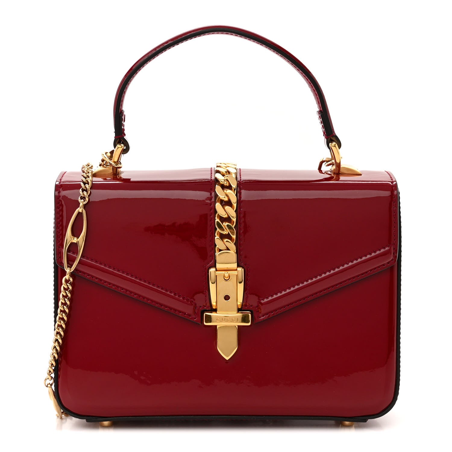 Gucci Mousse Top Patent Mini Sylvie 1969 Top Handle Bag New Cherry Red 1 of 15