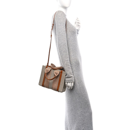 Chloe Linen Calfskin Small Woody Ribbon Tote With Strap Soft Tan 2 of 9