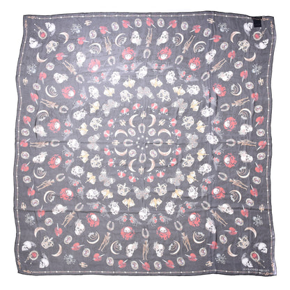 Alexander McQueen Silk Chiffon Skull Butterfly Scarf Black Multicolor 1 of 4