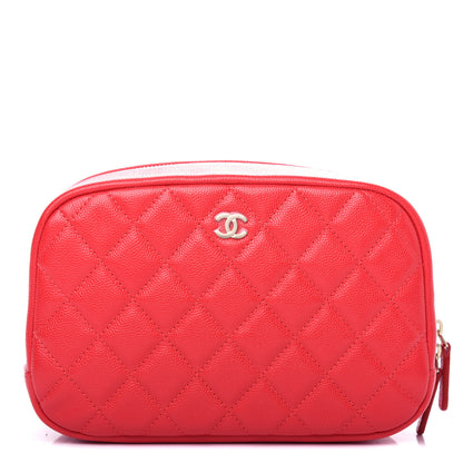 Chanel Caviar Quilted Medium Curvy Pouch Cosmetic Case Red 1 of 8