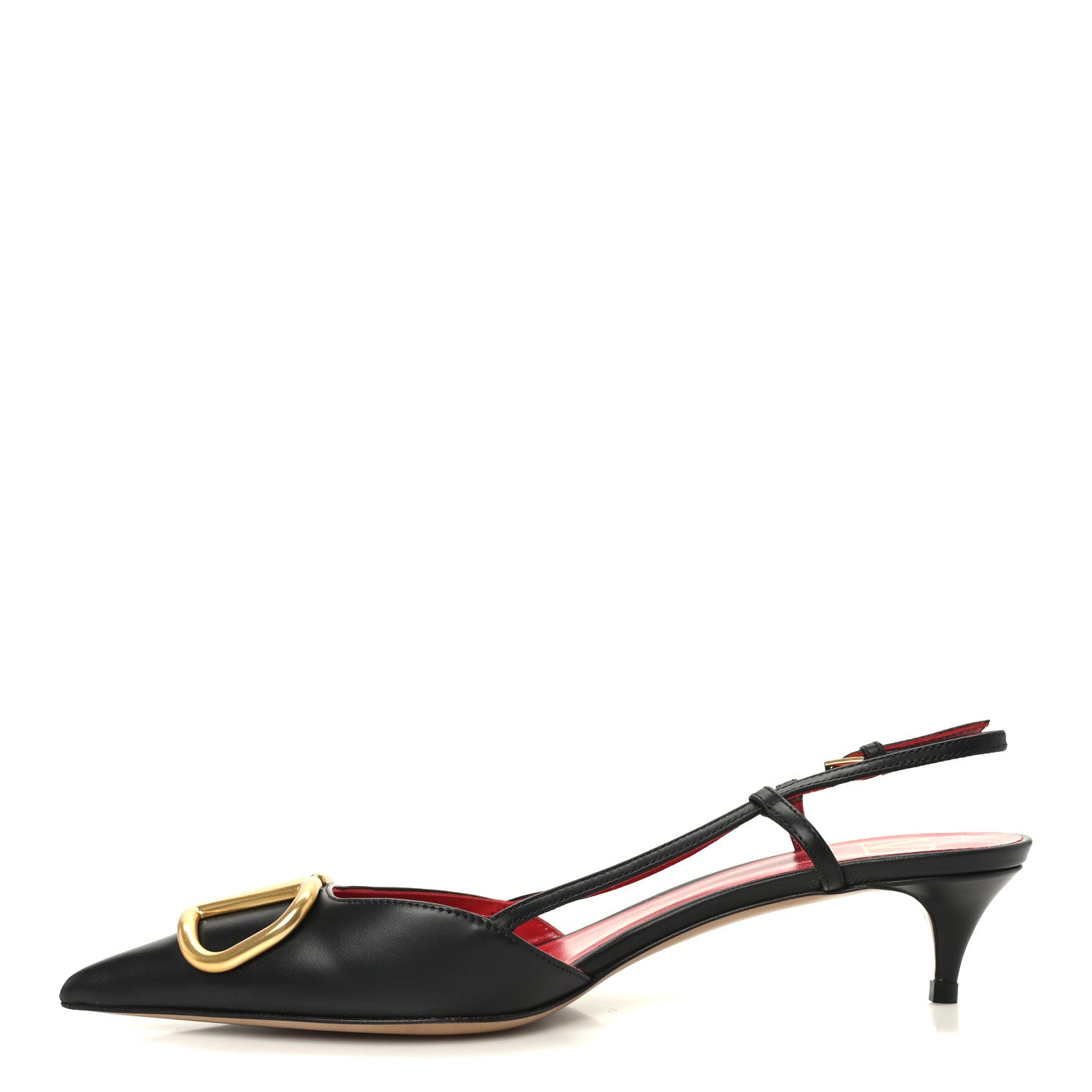 Valentino Garavani Calfskin Tonal Vlogo Slingback Pumps 37.5 Black 1 of 8