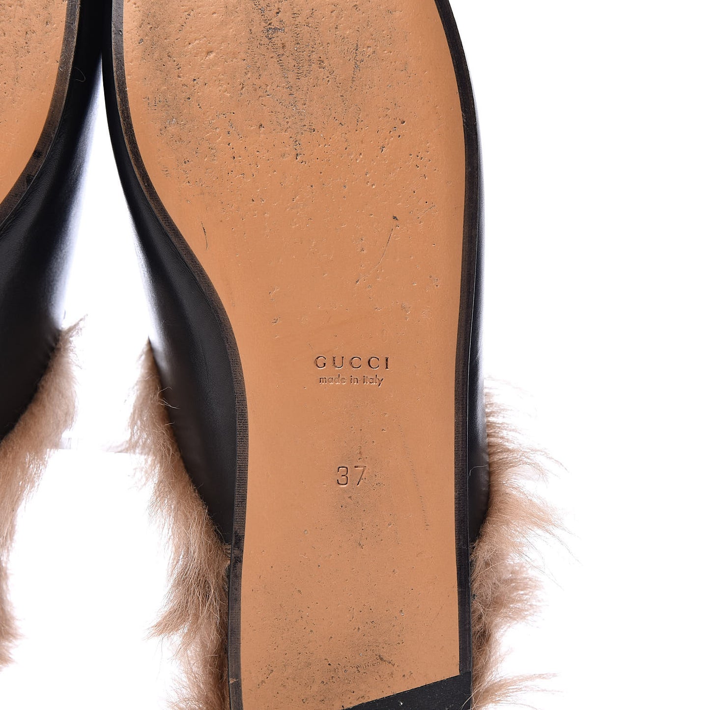Calfskin Fur Womens Princetown Slippers 37 Black