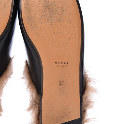 Gucci Calfskin Fur Womens Princetown Slippers 37 Black 8 of 13