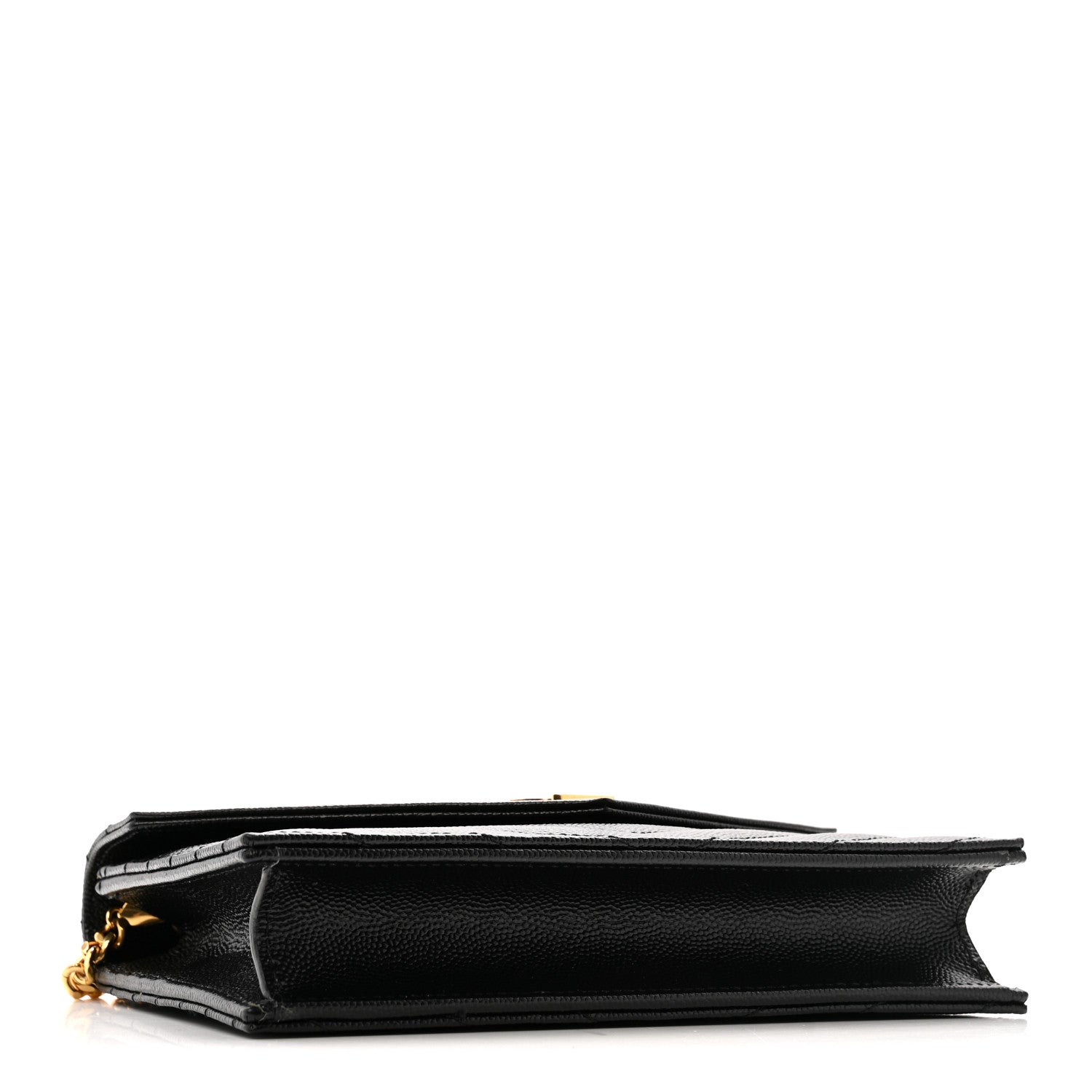 Saint Laurent Grain De Poudre Matelasse Chevron Monogram Envelope Chain Wallet Black 4 of 14