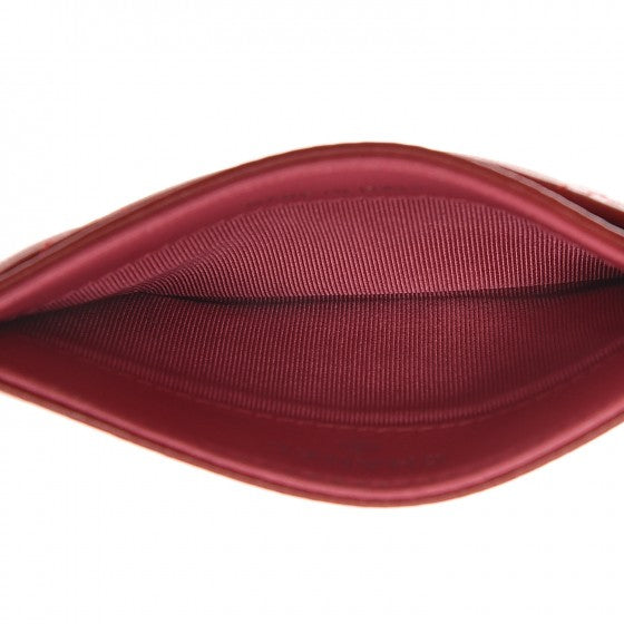 Lambskin Quilted Card Holder Red Pink
