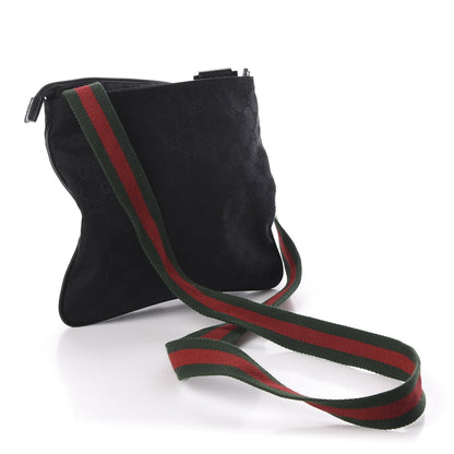 Gucci Monogram Web Small Flat Messenger Bag Black 3 of 10