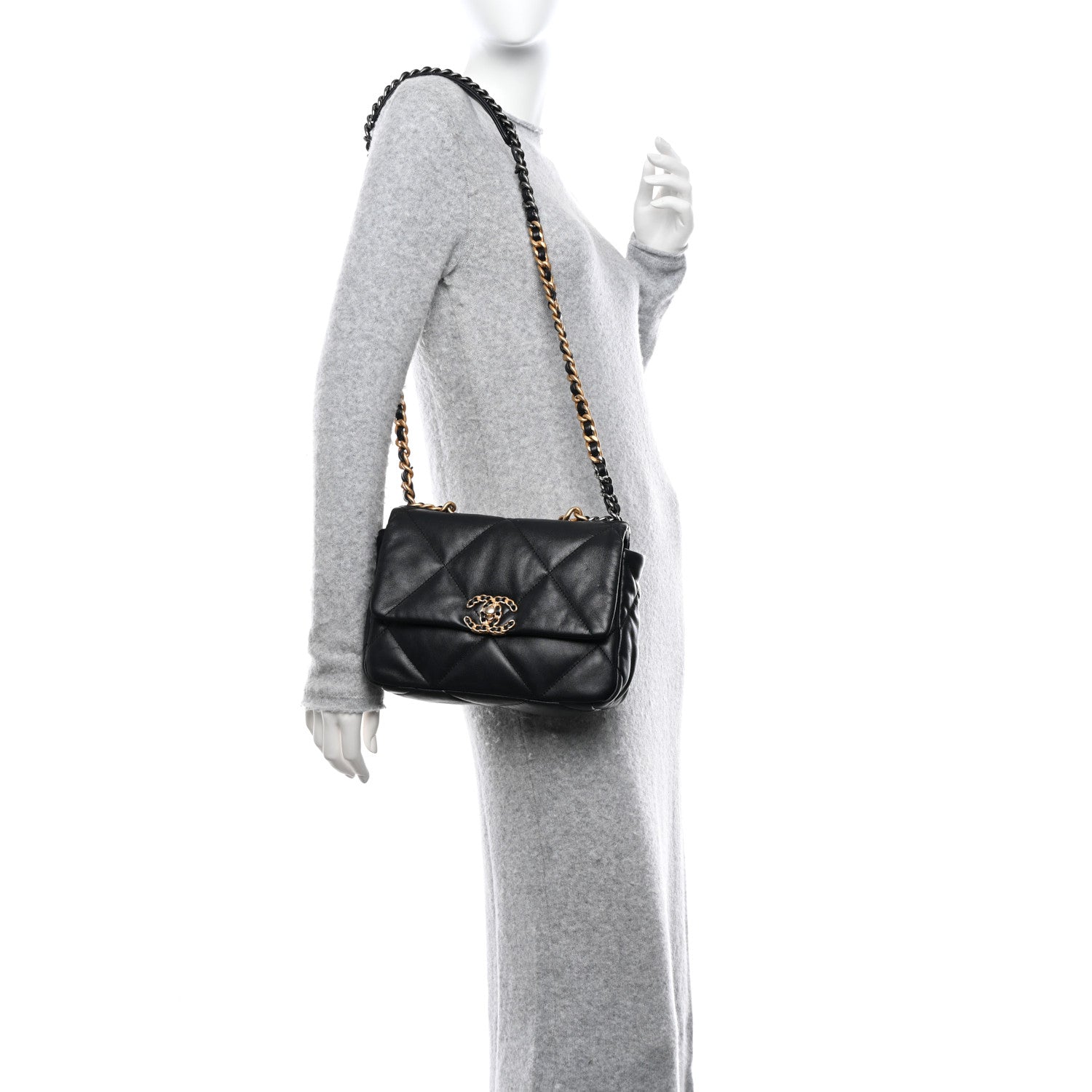 Chanel Lambskin Quilted Medium Chanel 19 Flap Black 2 of 11