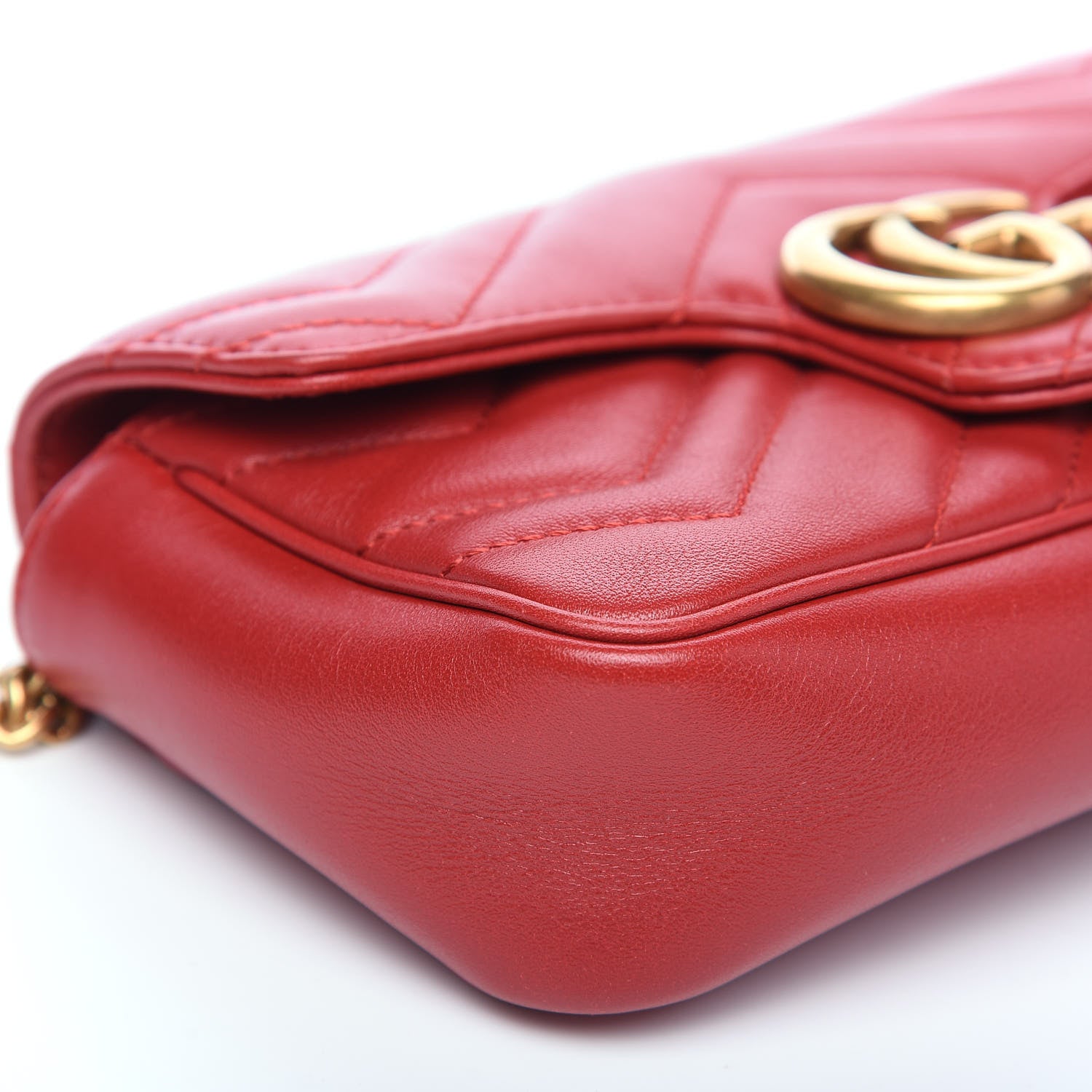 Gucci Calfskin Matelasse Super Mini GG Marmont Shoulder Bag Hibiscus Red 8 of 11