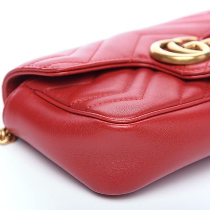 Gucci Calfskin Matelasse Super Mini GG Marmont Shoulder Bag Hibiscus Red 8 of 11