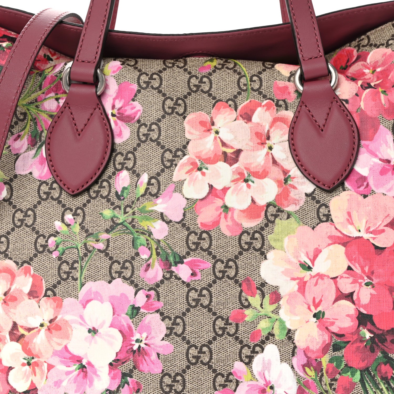 Gucci GG Supreme Monogram Blooms Linea A Foldover Tote Beige Multicolor Dry Rose 8 of 10