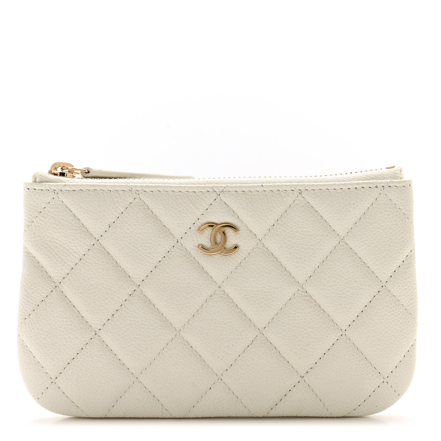 Chanel Caviar Quilted Small Cosmetic Case White 1 of 8